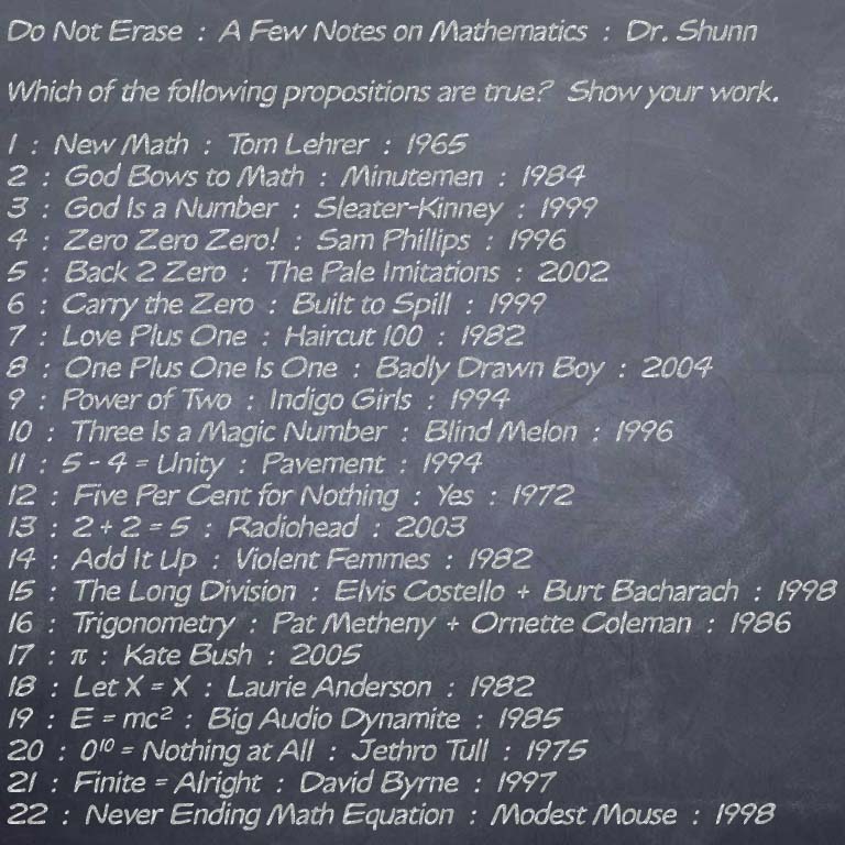 Do Not Erase: A Few Notes on Mathematics